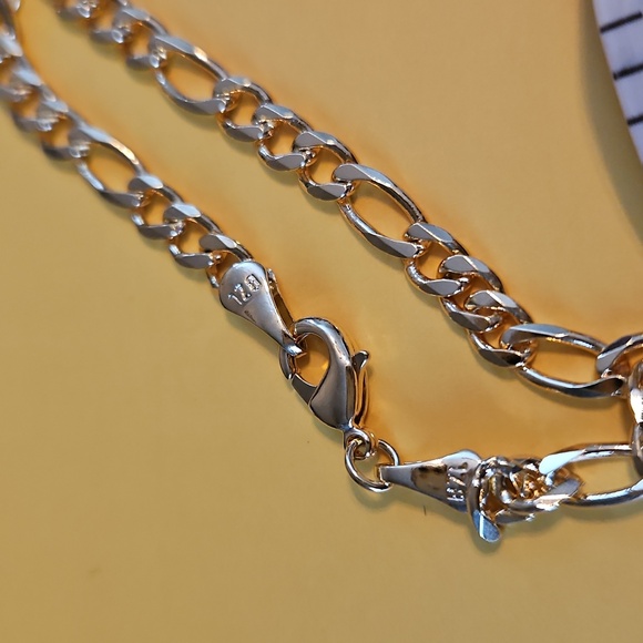 Steriling Silver Gold Plated Chain Bracelet - Picture 2 of 2